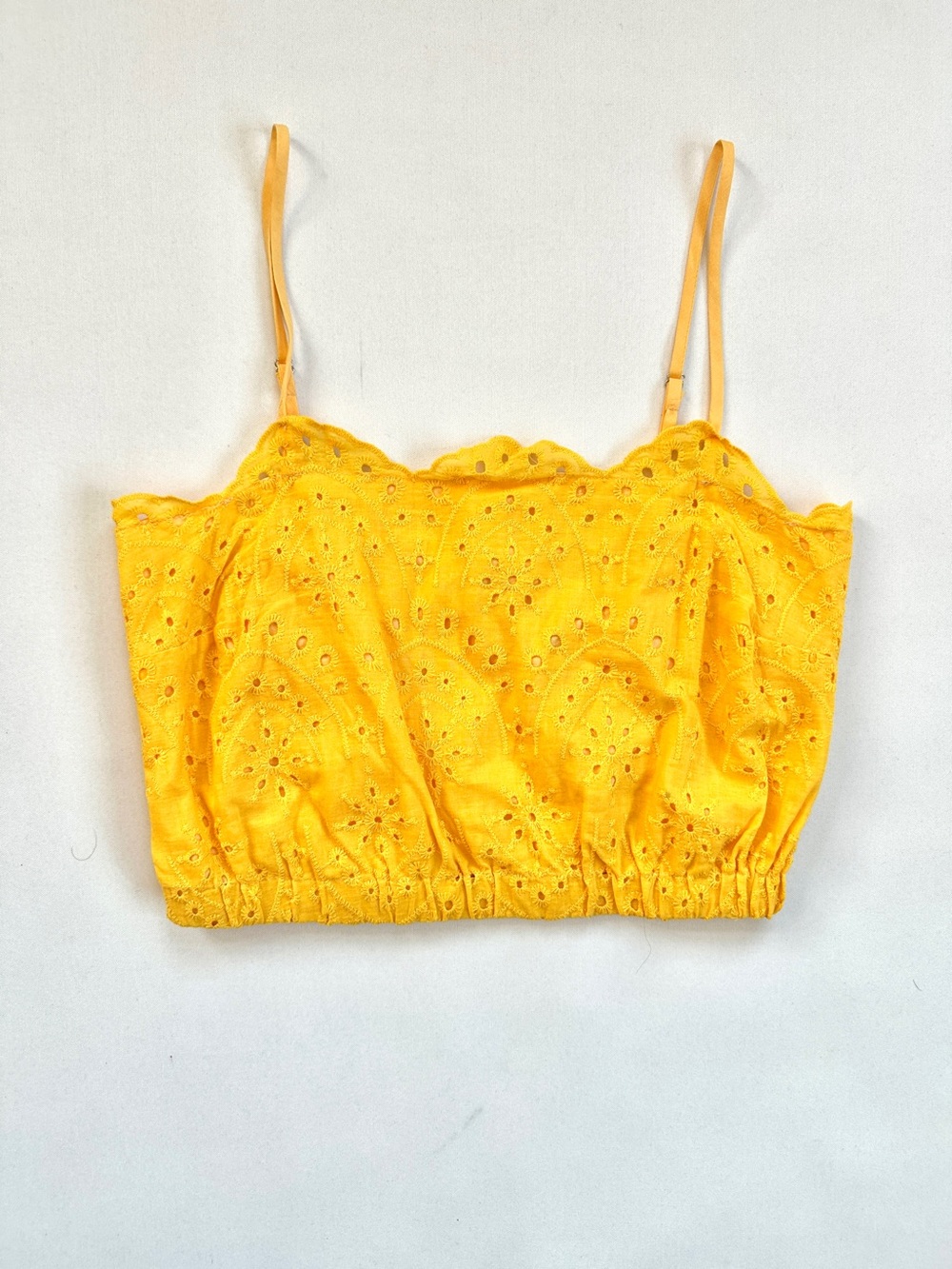 LALAVON YELLOW EMBROIDERED EYELET 100% COTTON PREPPY CROP TOP AND PANT SET SzM - Picture 6 of 14
